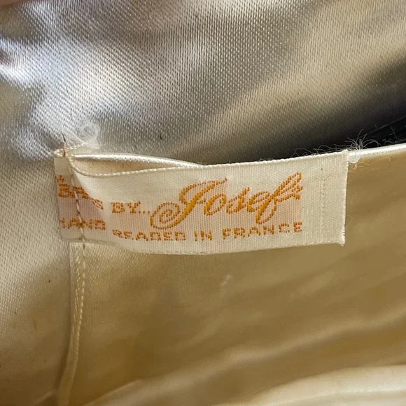 Vintage Josef Hand Beaded in France Floral Ivory Evening Bag Rhinestone Clasp - Picture 5 of 6